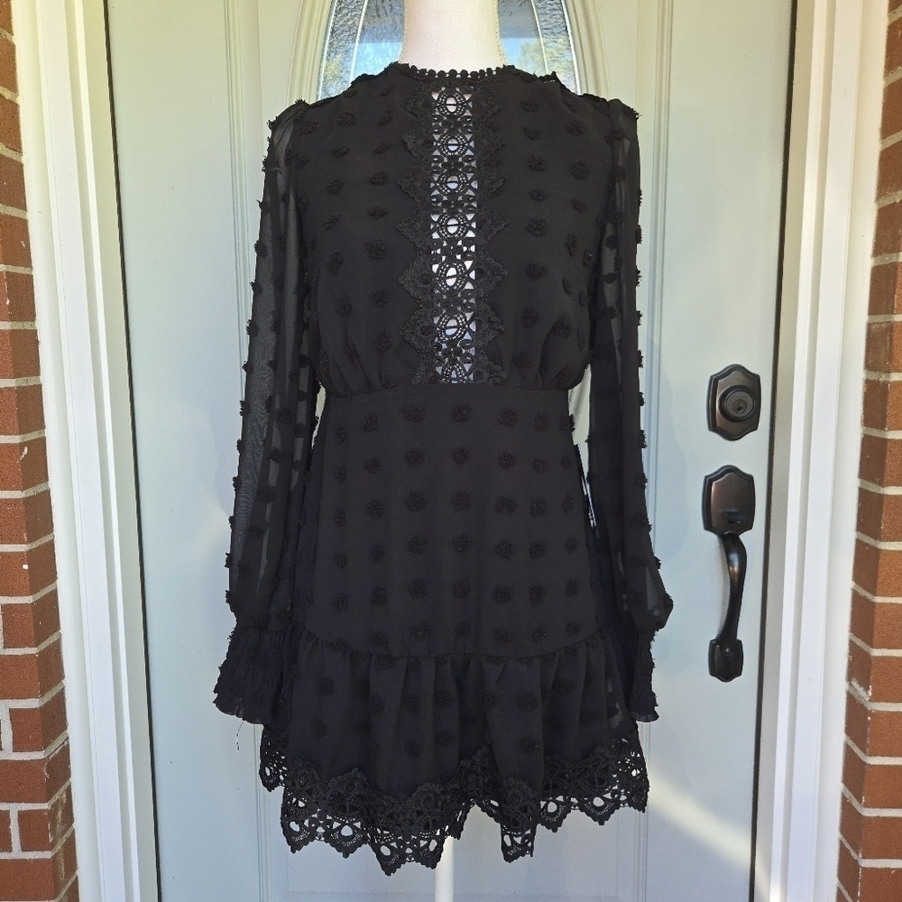 NWT Love by Design Nordstrom Black Lace Mini Dress